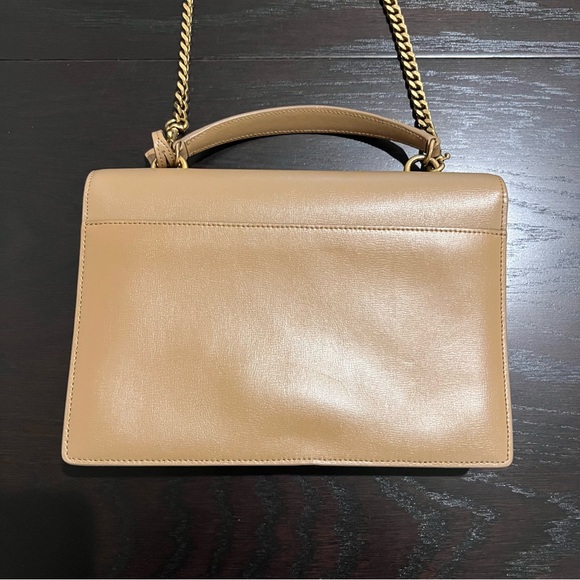 YSL Sunset Top Handle Medium Smooth Leather Shoulder Bag in Dark Beige - Picture 7 of 10